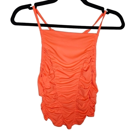 Free People FP MOVEMENT Shirr Enough Tank Top Ruched Neon Coral Size Lar… - Picture 8 of 12